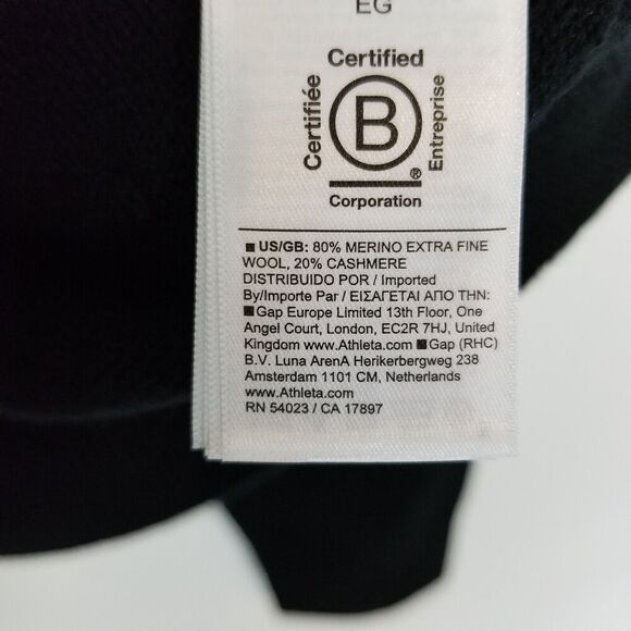 Athleta Women Merino Wool Cashmere Alpine Crewneck Sweater Sz XL Black Soft Cozy - Picture 7 of 7